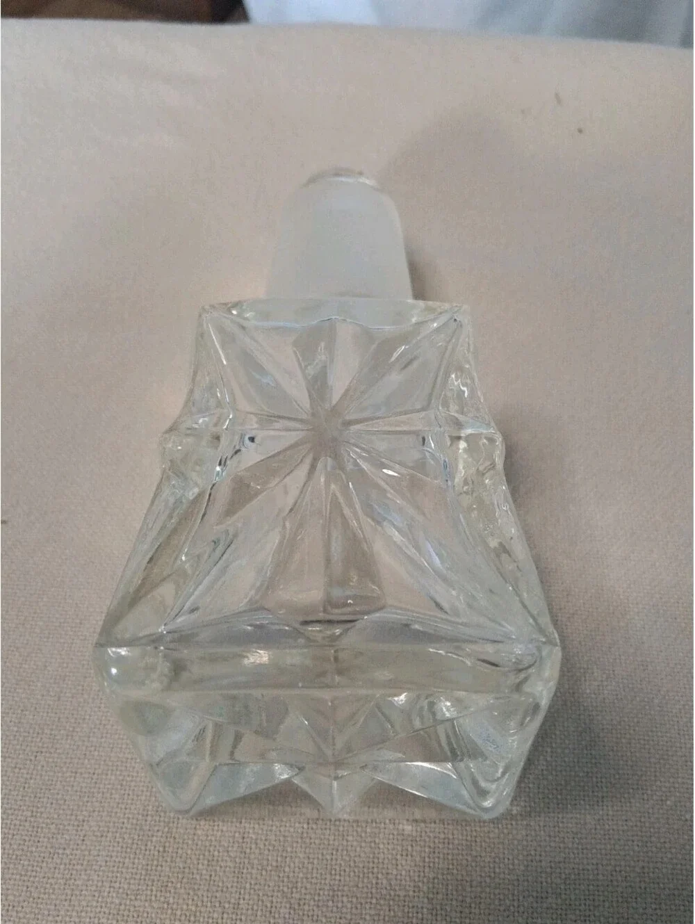Vintage Square Crystal Decanter Replacement Stopper - Pinwheel Star Cut, Frosted